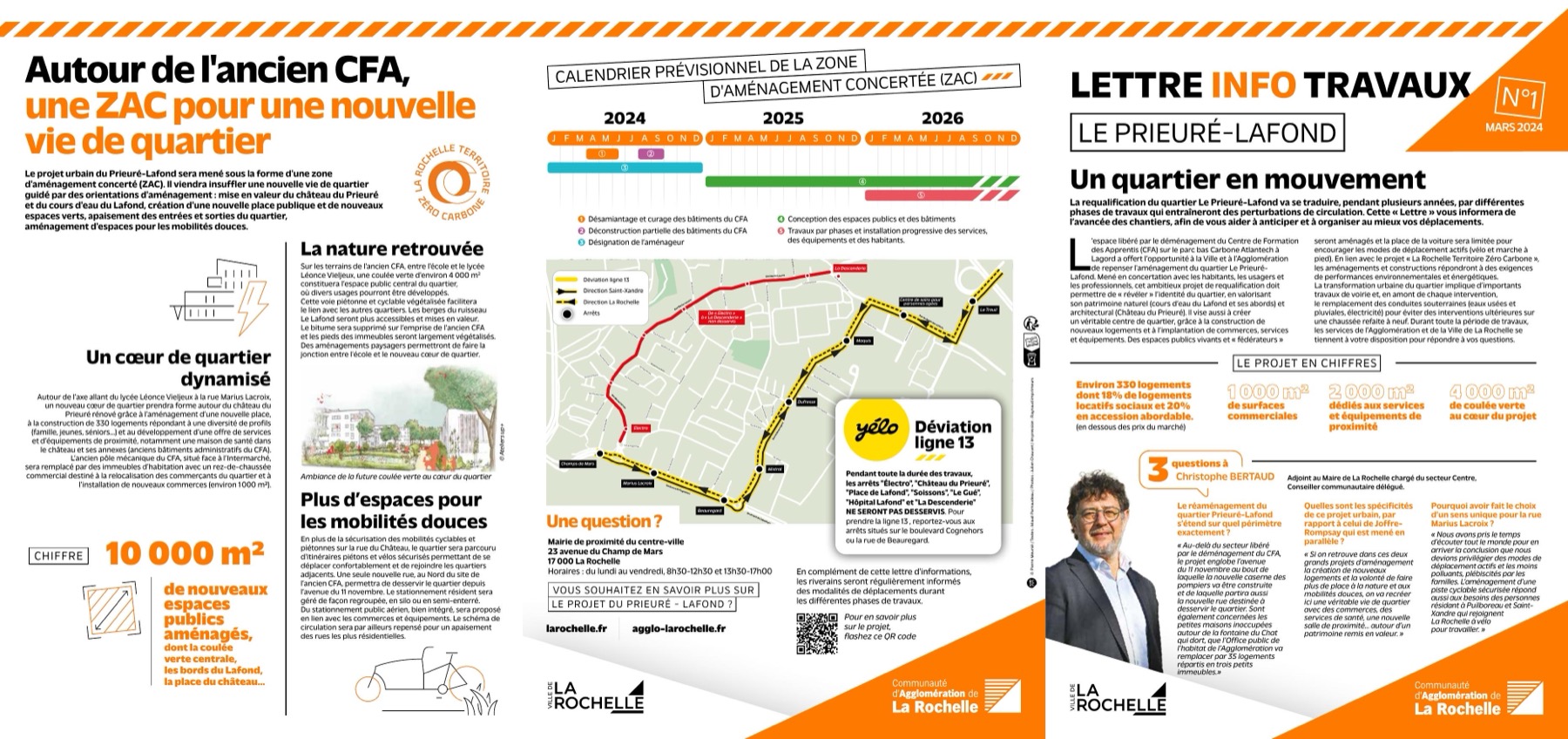 Lettre info travaux n°1 de la Ville de La Rochelle, avril 2024 — annonce du démarrage des travaux entre Maréchale et Château